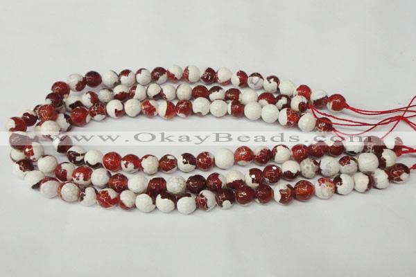 CAG2253 15.5 inches 10mm faceted round fire crackle agate beads