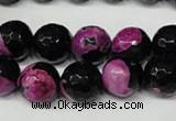 CAG2265 15.5 inches 14mm faceted round fire crackle agate beads