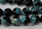 CAG2285 15.5 inches 14mm faceted round fire crackle agate beads