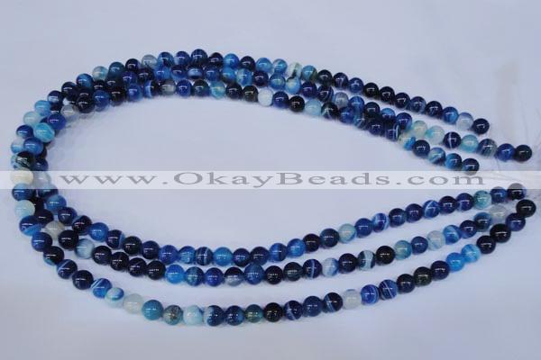 CAG2345 15.5 inches 14mm round blue line agate beads wholesale