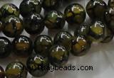 CAG235 15.5 inches 10mm round dragon veins agate gemstone beads