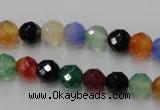 CAG2351 15.5 inches 6mm faceted round multi colored agate beads