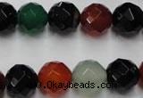 CAG2354 15.5 inches 12mm faceted round multi colored agate beads