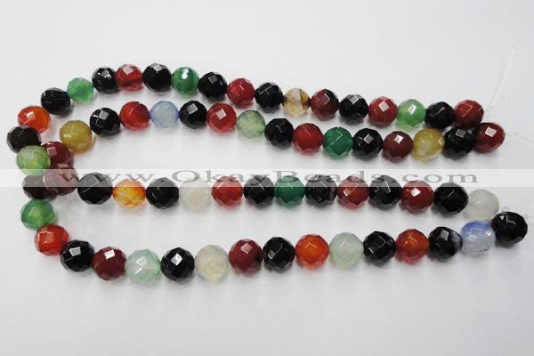 CAG2354 15.5 inches 12mm faceted round multi colored agate beads