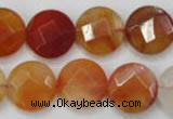 CAG2396 15.5 inches 20mm faceted coin red agate beads wholesale