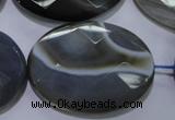 CAG2738 15.5 inches 30*40mm faceted oval grey line agate beads