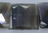 CAG2746 15.5 inches 30*30mm faceted square grey line agate beads