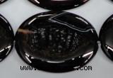 CAG2922 15.5 inches 30*40mm oval black line agate beads