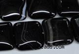 CAG2947 15.5 inches 20*20mm square black line agate beads