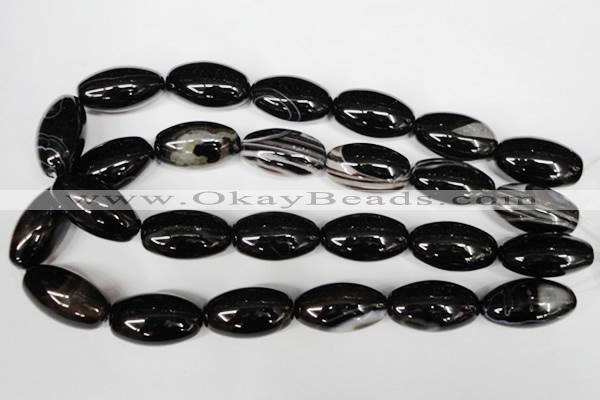 CAG2970 15.5 inches 15*30mm rice black line agate beads