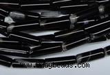 CAG2974 15.5 inches 4*14mm tube black line agate beads