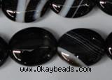 CAG3005 15.5 inches 18*22mm oval black line agate beads