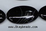 CAG3008 15.5 inches 20*35mm oval black line agate beads