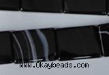 CAG3029 15.5 inches 15*20mm rectangle black line agate beads