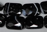 CAG3103 15.5 inches 15*20mm faceted rectangle black line agate beads