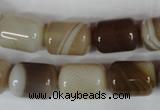 CAG3123 15.5 inches 12*16mm column brown line agate beads