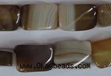 CAG3145 15.5 inches 13*18mm twisted rectangle brown line agate beads