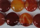 CAG3185 15.5 inches 18mm flat round red line agate beads