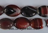 CAG3203 15.5 inches 13*18mm oval red line agate beads