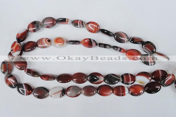 CAG3203 15.5 inches 13*18mm oval red line agate beads