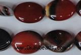 CAG3204 15.5 inches 15*20mm oval red line agate beads