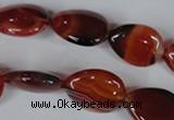 CAG3223 15.5 inches 13*18mm flat teardrop red line agate beads