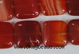 CAG3244 15.5 inches 18*18mm square red line agate beads