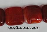 CAG3245 15.5 inches 20*20mm square red line agate beads