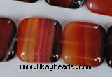 CAG3250 15.5 inches 22*22mm square red line agate beads