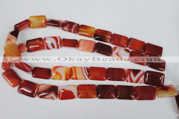 CAG3255 15.5 inches 15*20mm rectangle red line agate beads