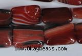 CAG3263 15.5 inches 13*18mm rectangle red line agate beads