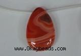 CAG3289 Top-drilled 20*30mm flat teardrop red line agate beads