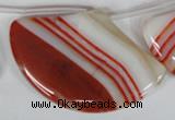 CAG3295 Top-drilled 35*55mm sector red line agate beads