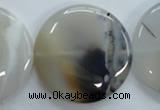 CAG3339 15.5 inches 40mm flat round natural grey agate beads