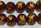 CAG3412 15.5 inches 16mm carved round red agate beads wholesale