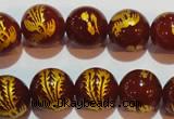 CAG3417 15.5 inches 16mm carved round red agate beads wholesale