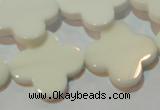 CAG3429 15.5 inches 25*25mm flower white agate gemstone beads