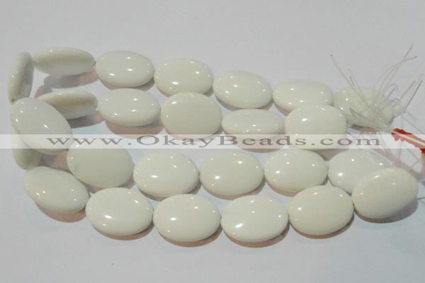 CAG3435 15.5 inches 22*30mm oval white agate gemstone beads