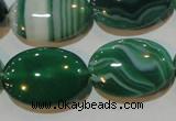 CAG3463 15.5 inches 18*25mm oval green line agate beads