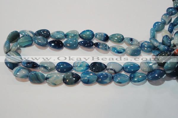 CAG3471 15.5 inches 15*20mm flat teardrop blue line agate beads