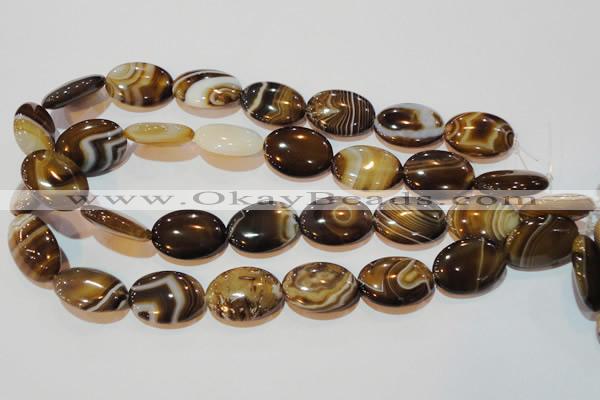 CAG3496 15.5 inches 18*25mm oval brown line agate beads