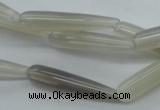 CAG3562 15.5 inches 6*30mm teardrop grey agate gemstone beads