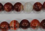 CAG3589 15.5 inches 12mm round red line agate beads wholesale