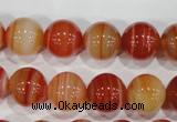 CAG3590 15.5 inches 14mm round red line agate beads wholesale