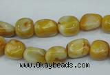 CAG3635 15.5 inches 10*12mm nuggets yellow crazy lace agate beads