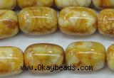 CAG3638 15.5 inches 15*20mm drum yellow crazy lace agate beads