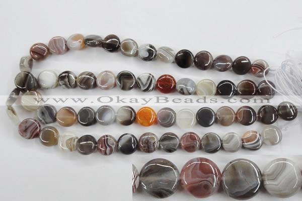 CAG3714 15.5 inches 14mm flat round botswana agate beads wholesale