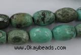 CAG3919 15.5 inches 10*14mm faceted rice green grass agate beads