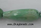 CAG3922 15.5 inches 10*30mm faceted teardrop green grass agate beads