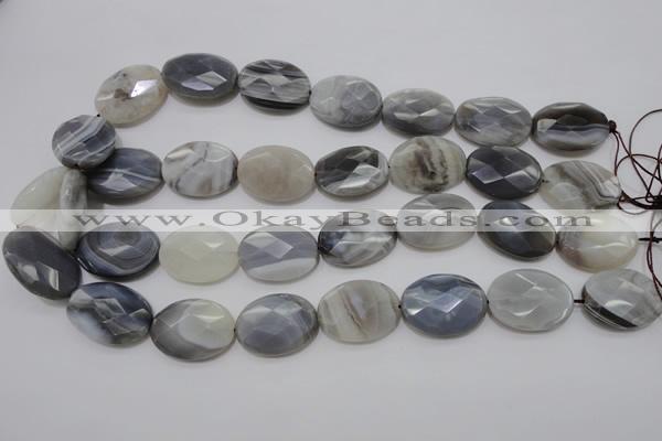 CAG3975 15.5 inches 18*25mm faceted oval grey botswana agate beads